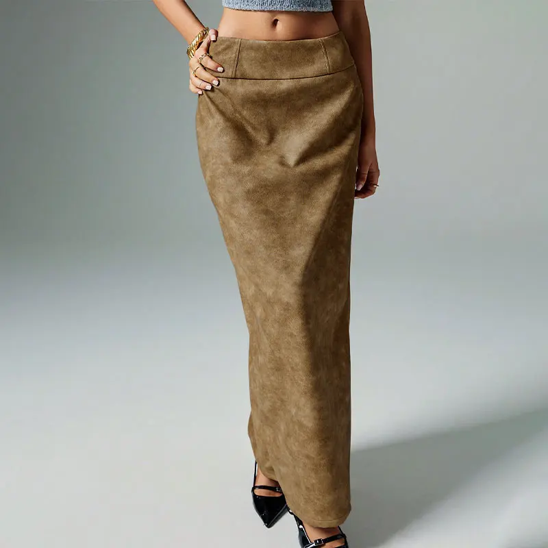 New Summer Skirt Women Solid Sexy Split Female Maxi Skirt American Retro Fashion Elegant Skirt Casual Slim Versatile Clothing