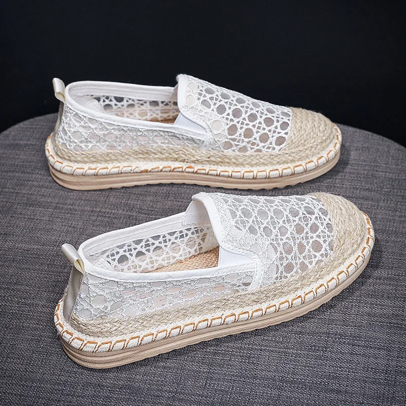 Scarpe da donna estive New Fashion Woven Mesh traspirante leggero fondo piatto scarpe Casual da donna leggere e comode