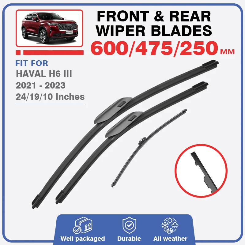 For HAVAL H6 III 2021 2022 2023 HEV PHEV Hybrid GT Vance Front Rear Wiper Blades Set Windshield Windscreen Auto Car Accessories