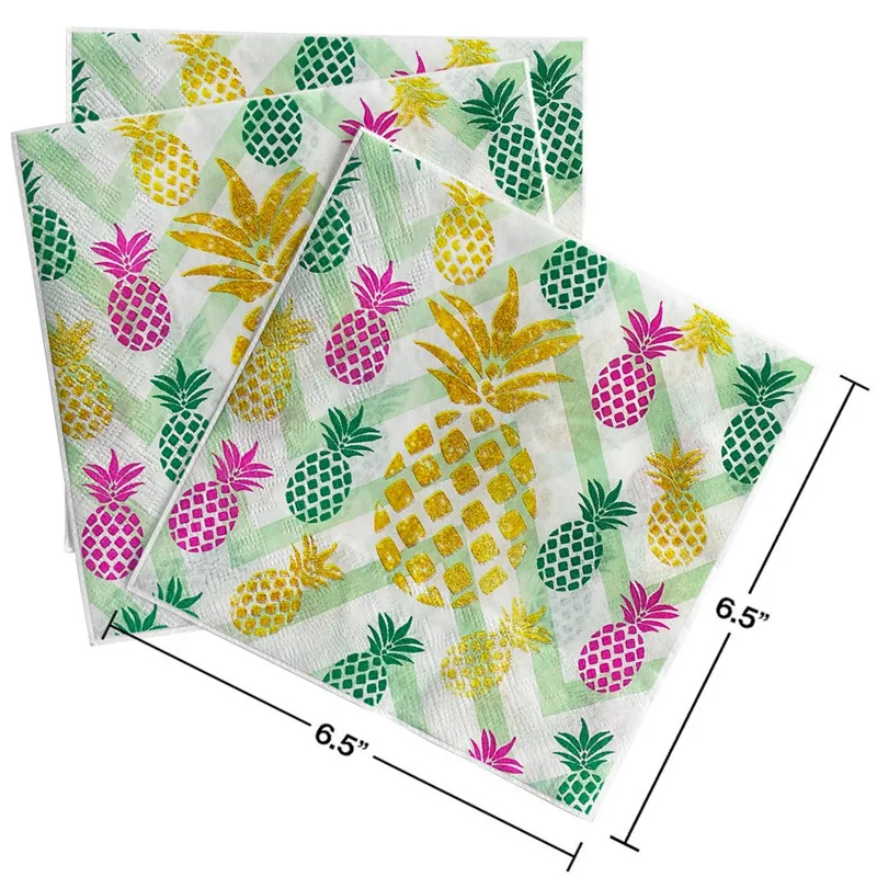 20Pcs/pack Colorful Pineapple Fruit Printed Table Napkins Paper Tissue Birthday Wedding Party Decoration Supplies