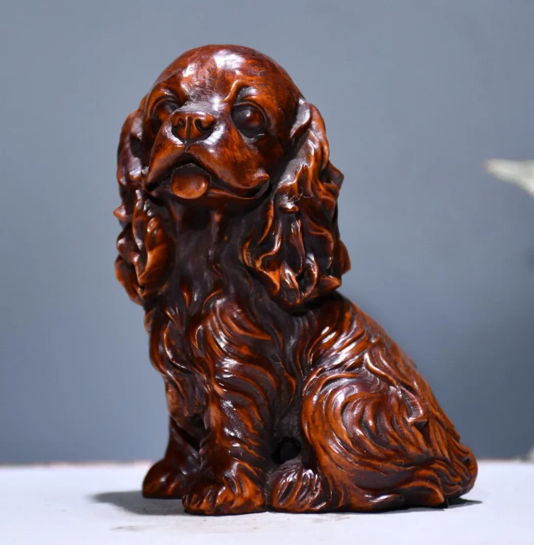 Cocker Spaniel Figurines Miniature Cute Animal Sculptures Home Dog Decoration Figurines Kids Toys Christmas Gifts Wood Carving C