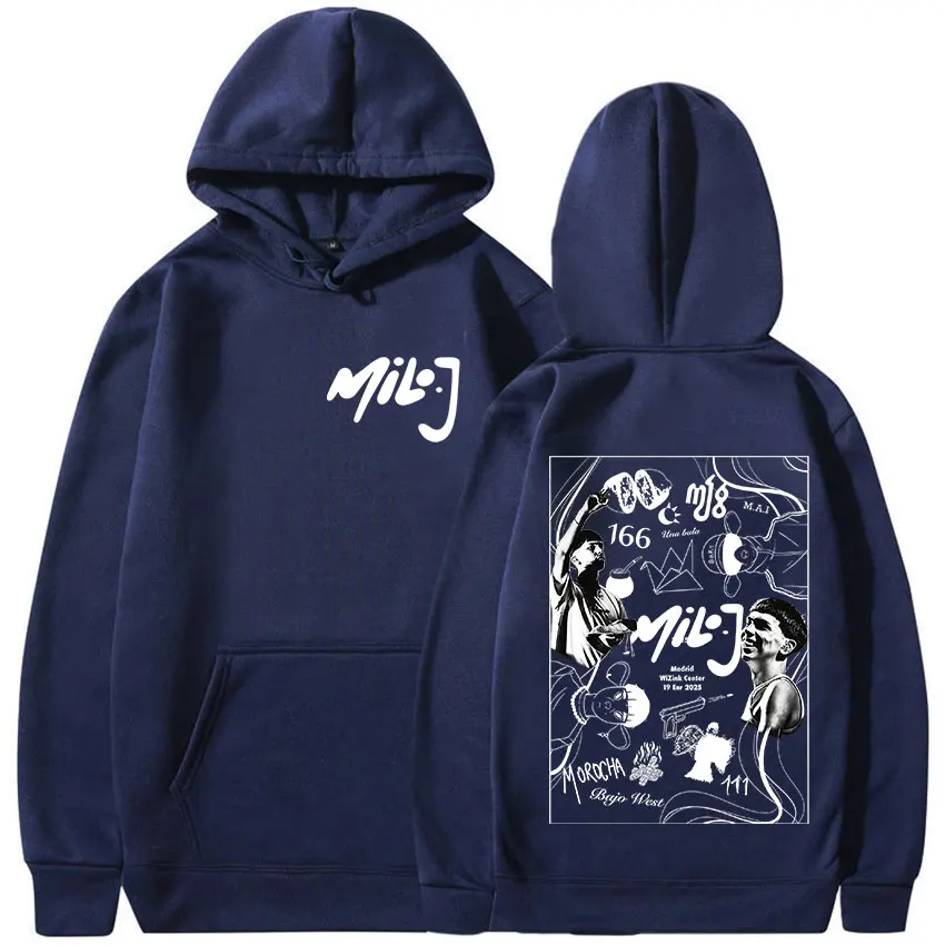 مغني الراب ميلو J 111 جولة 2025 طباعة هوديي الرجال النساء موضة عادية كم طويل البلوز الهيب هوب البوب البلوز مقنعين الشارع الشهير #6