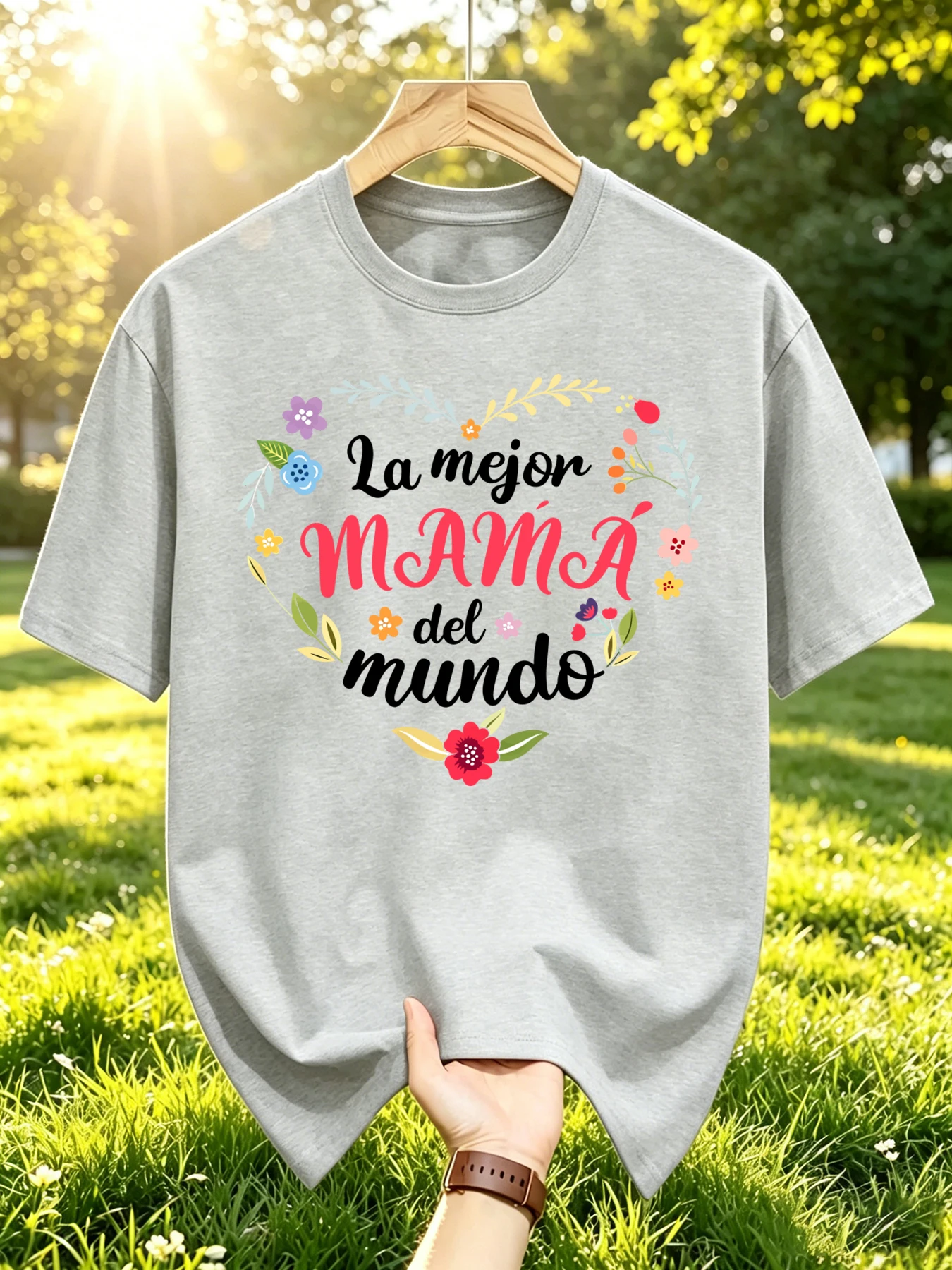 Camiseta La Mejor Mamá Del Mundo para hombre, ropa de verano que combina con todo, ropa informal a la moda, ropa con cuello redondo, camisetas de algodón de gran tamaño para hombre