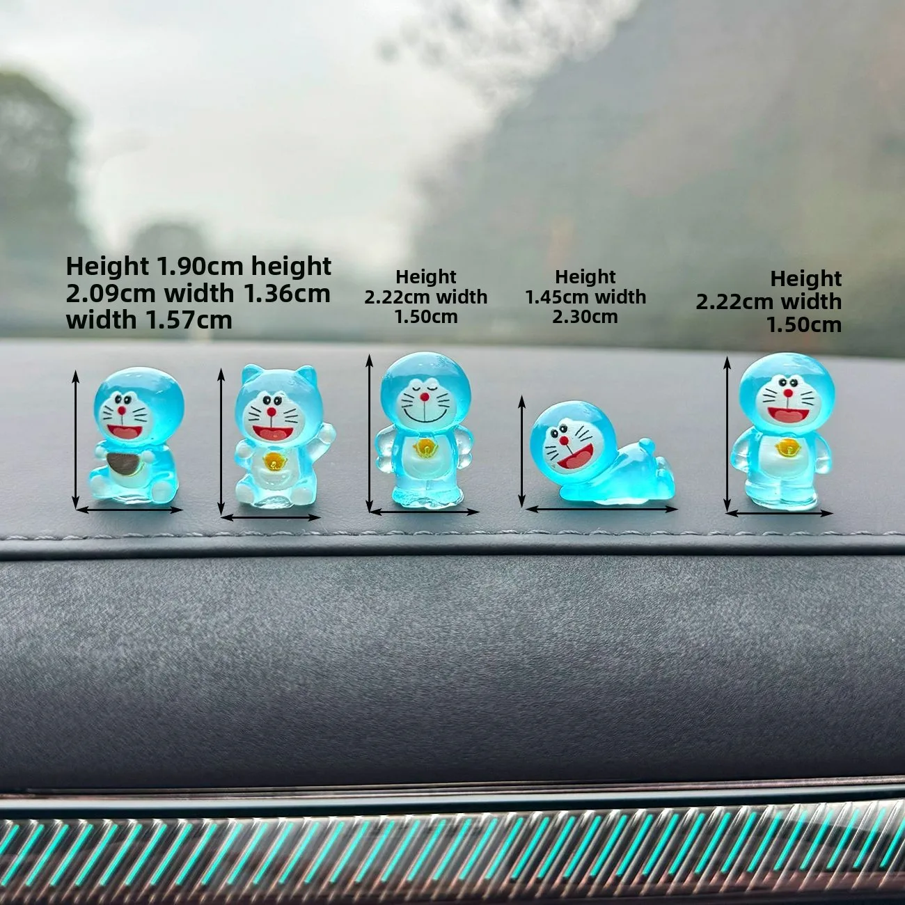 Doraemon Glow Desktop Ornament for Office Car Center Console Cute Anime Decoration Light up Figurine view 3