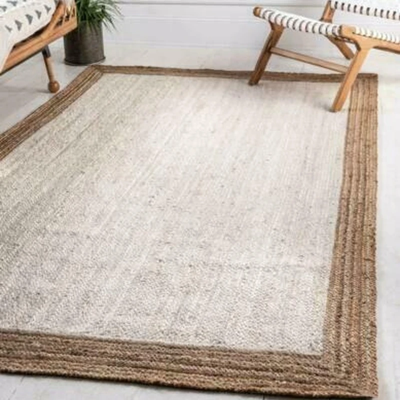 Rug 100% Natural Jute Handmade Reversible Modern Living Area Carpet Runner Rugs 8x10 ft