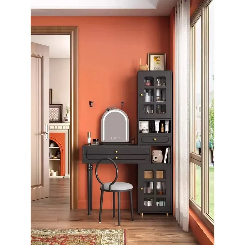 New American Style Dressing Table Black Retro Makeup Table Storage Cabinet Integrated Dresser Small Apartment High-End Table