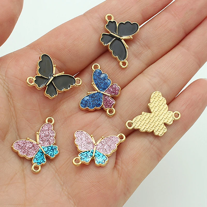 10pcs 20 * 18Mm Retro Temperament, Fashionable Alloy, Scallion Powder, Butterfly Earrings Accessories Niche Light Luxury