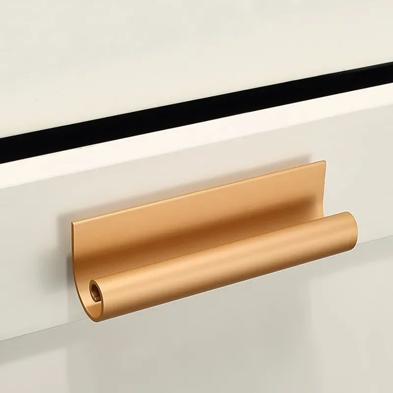 Light Luxury Wardrobe Door Handle Matte Gold Modern Minimalist Kitchen Cabinet Door Drawer Minimalist Handles Gray