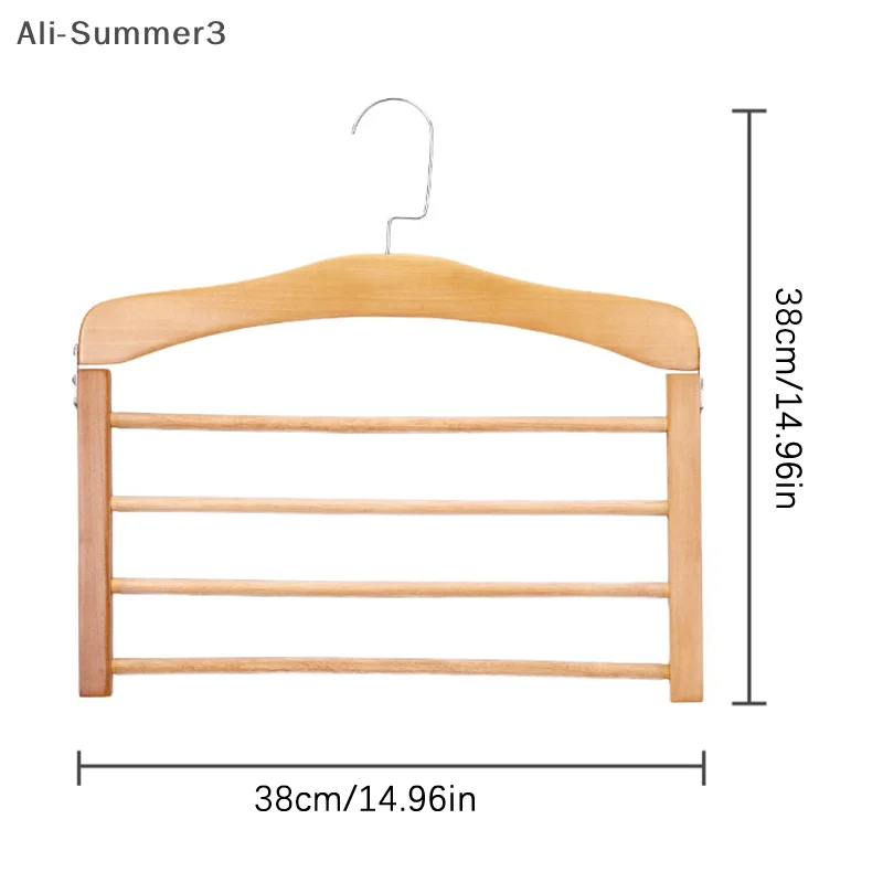 (YY) 1Pc 2025 Nuovo Appendiabiti per pantaloni in legno multistrato salvaspazio Appendiabiti per vestiti in legno durevole Organizzatore per cravatte Sciarpe