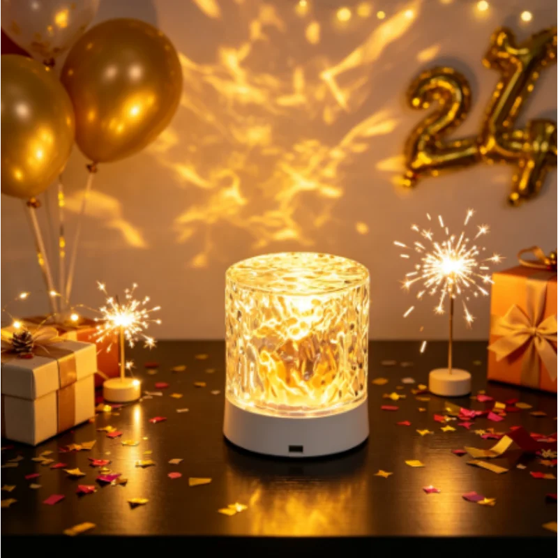 3D Ripple Projection Lamp, LED Ambient Table Light for Bedroom Festival Gift Home Decor