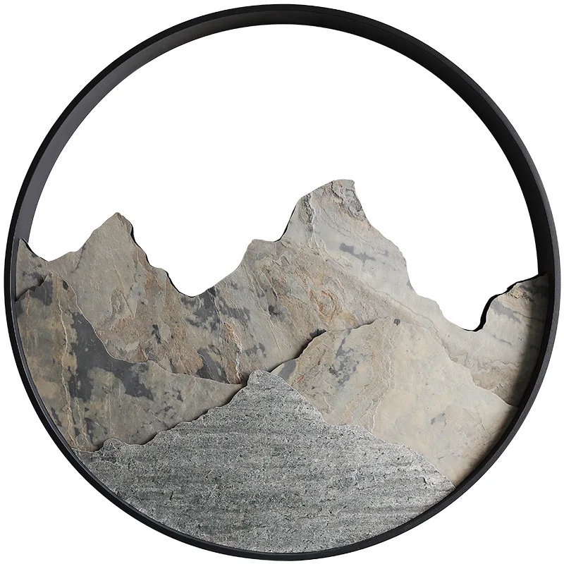 

Double-sided luminous mountain rock slab entrance storefront room Zen background