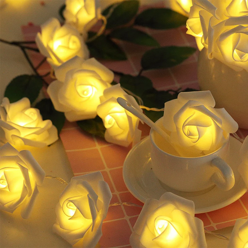 3M LED Flower String Lights Artificial Rose Bouquet Romantic Fairy Light Garland Valentines Day Wedding Party Decor