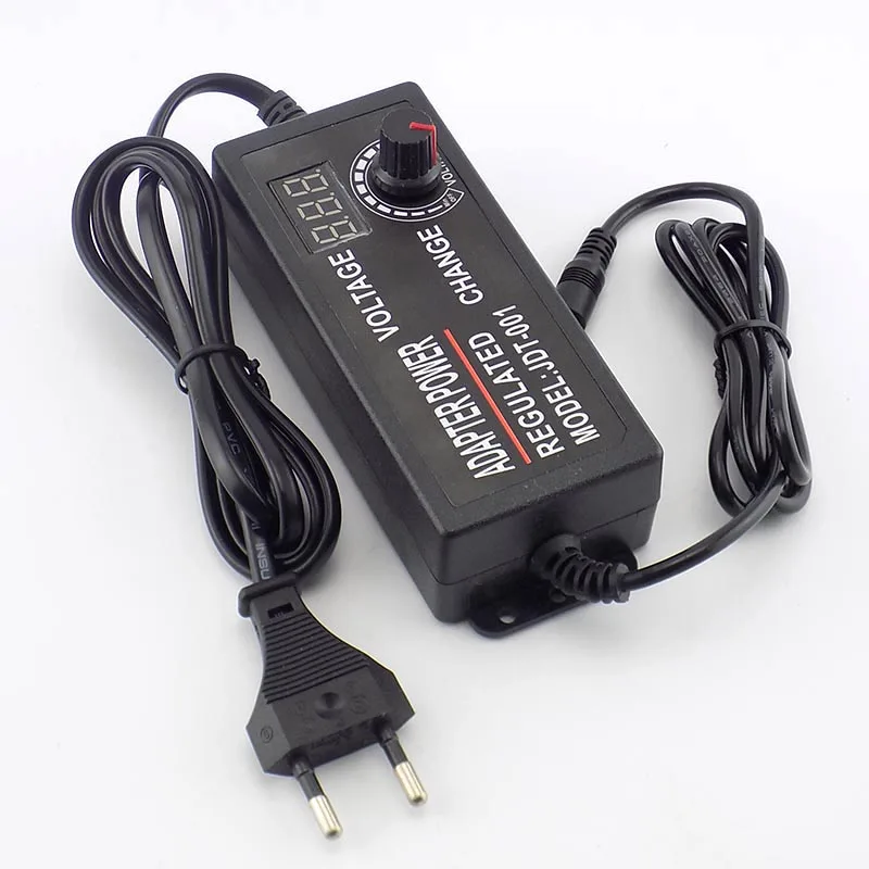 قابل للتعديل محول الطاقة التيار المتناوب 100-220 فولت إلى تيار مستمر 3-12V5A كاميرا تلفزيونات الدوائر المغلقة امدادات الطاقة لشريط Led ضوء عرض شاحن الشاشة 5.5*2.5 مللي متر