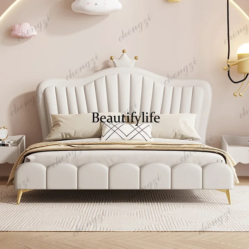 Q181  Princess Sleeping Bed Bedroom Frame Children Loft Modern Sofa Massage Bed Double Leather Letto Matrimoniale Trendy