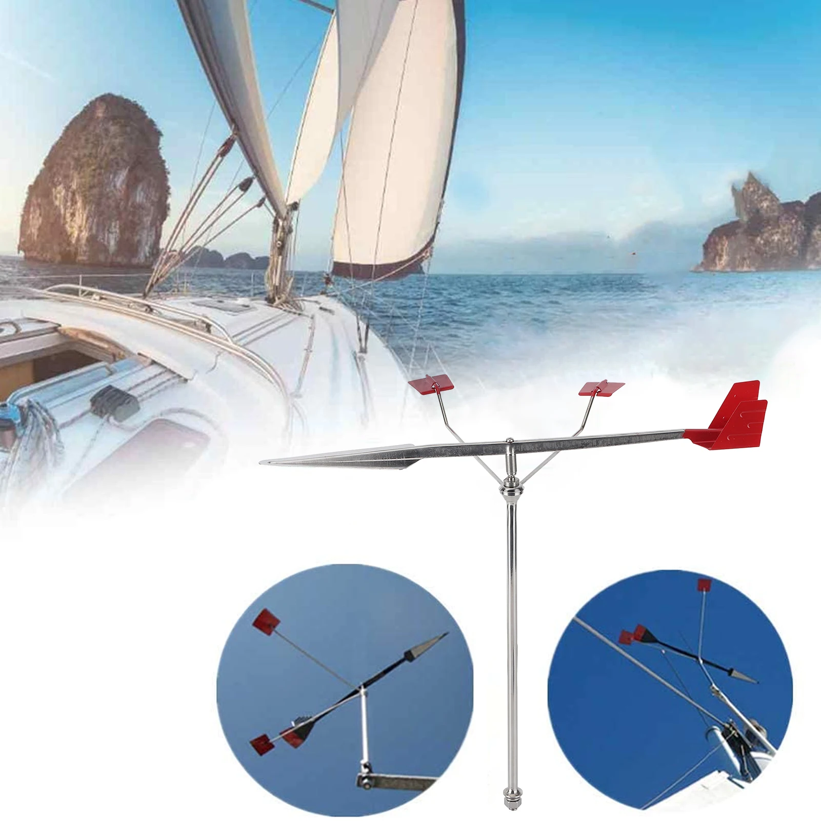 Boat Wind Vane Marine Weather Vane Wind Direction Indicator 304 Stainless Steel for Yacht Boat Sailing Wind Vane Wind Indicator