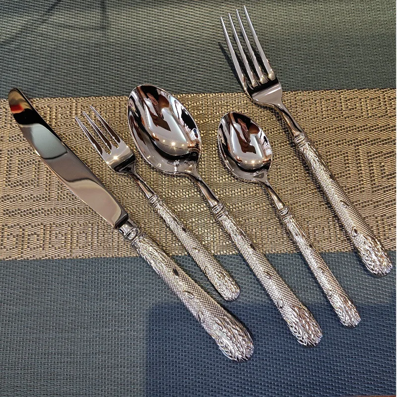 

304 Stainless Steel Roundn Handle High-End Restaurant Hotel Steak Knife and Fork Thick Cutlery Forging Craft