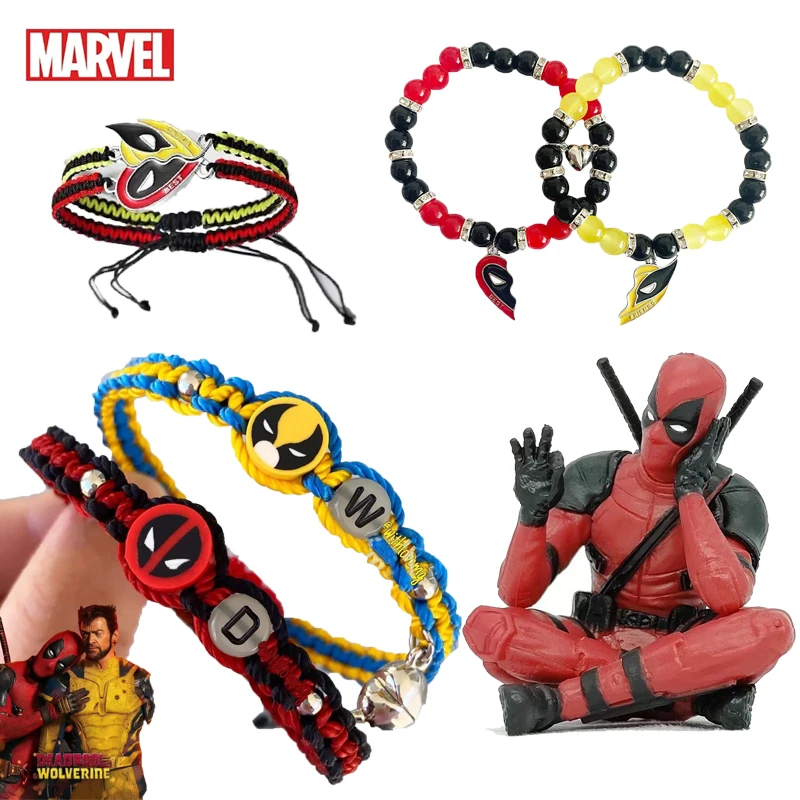 Anime Marvel Deadpool&Wolverine Bracelet Boys Girls Decoration Necklace Accessories Best Friend Pendant Kids Toys Birthday Gifts