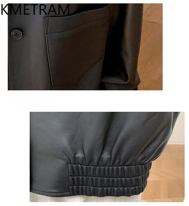 Echte Lederjacke für Damen, 100 % Schaffell, modische schwarze Jacken, Herbst- und Winterkleidung, neu in Oberbekleidung, 2024, Majaбка