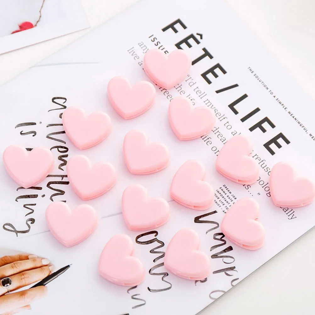 

20pcs Heart Shape Clips Plastic Sealing Clip For Food Bag Snack Storage Office Files Home Use Pink Lightweight