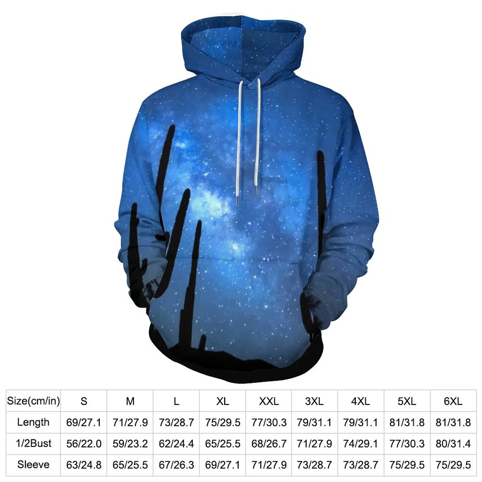 The Desert At Night Loose Hoodies Milky Way Streetwear Hoodie Men Long Sleeve Cute Design Sweatshirts Big Size 4XL 5XL