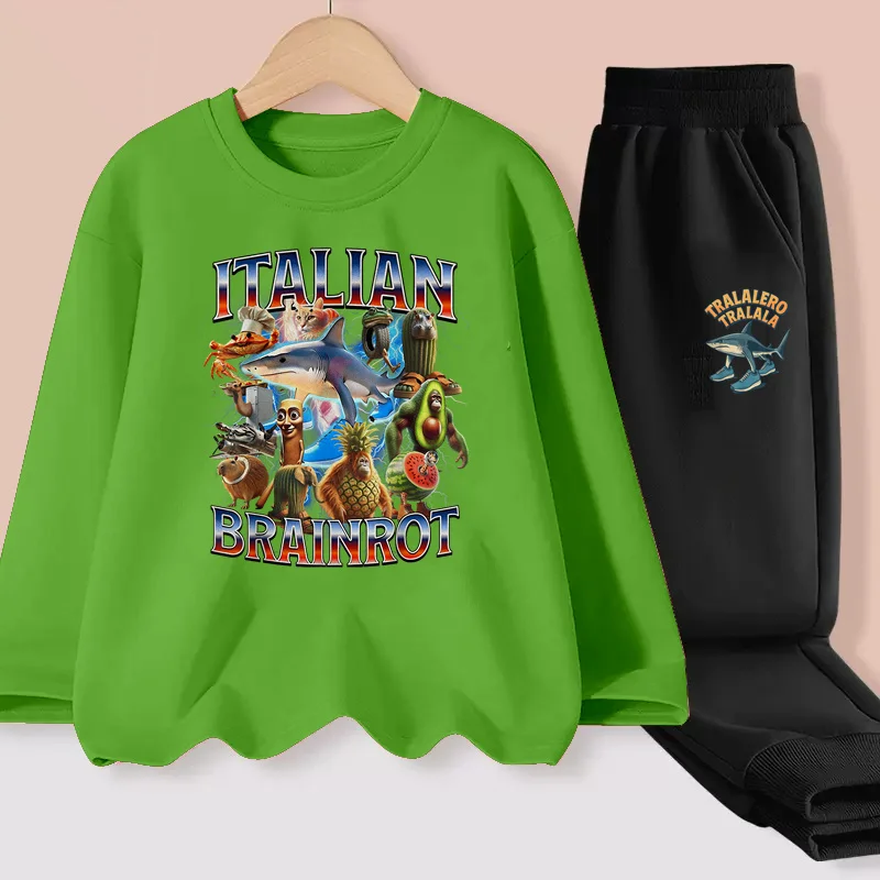 ايمي لاكانا الأطفال ربيع الخريف ازياء الدماغ الإيطالي طويلة الأكمام تي شيرت السراويل للبنين 2 قطعة مجموعة 3-14T #3