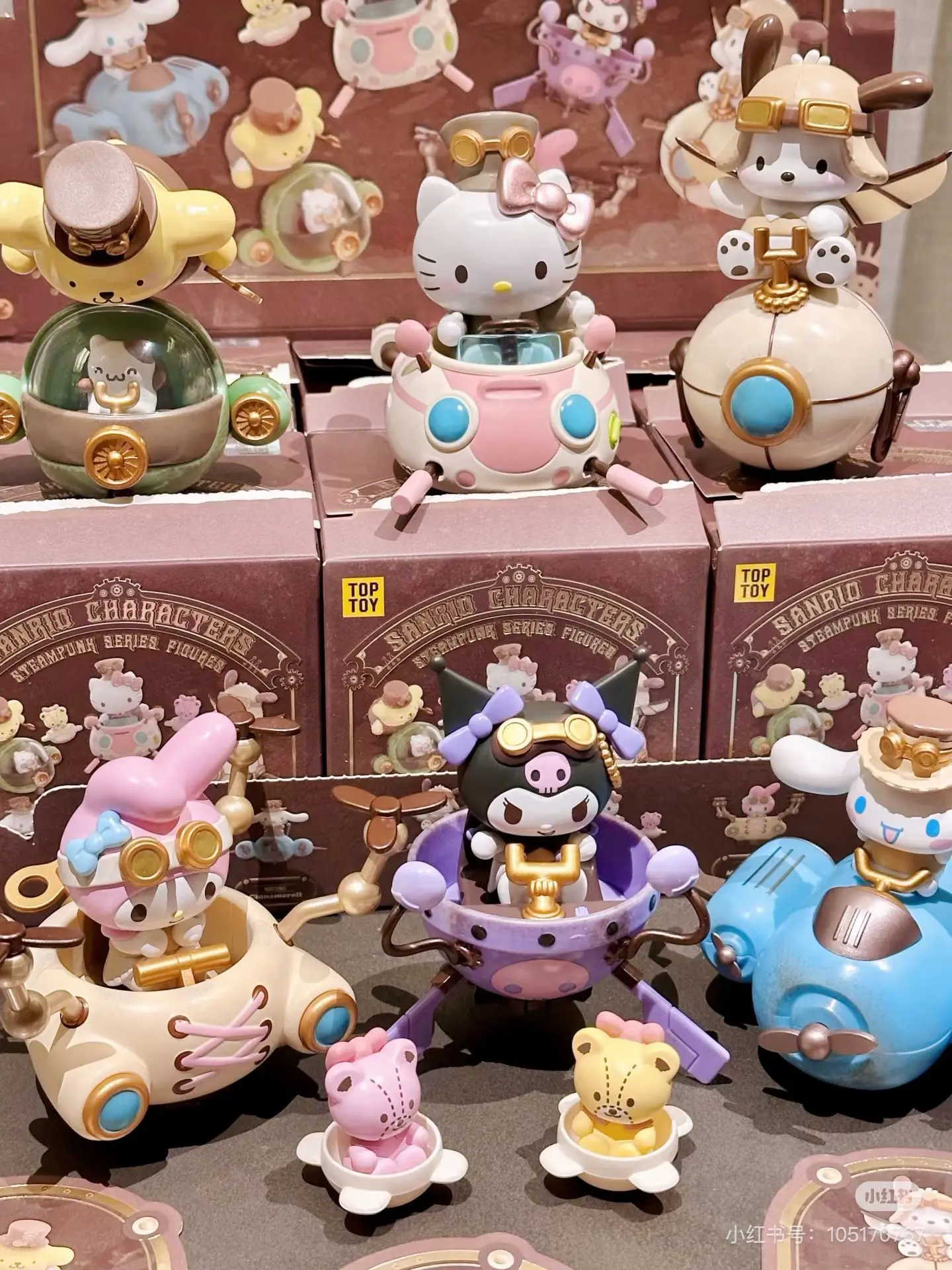 Caja ciega Kawaii Sanrio, personajes de la serie Steampunk, Kit de modelismo, adorno de escritorio, regalo, caja misteriosa, juego de moda, regalos de navidad