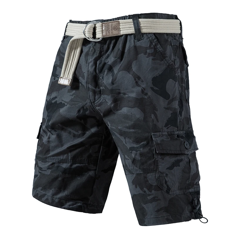 Male Camo Shorts Casual Cargo Half Pants Relaxed Fit Streetwear Cotton Comfortable Jogger Shorts Hiking Pants