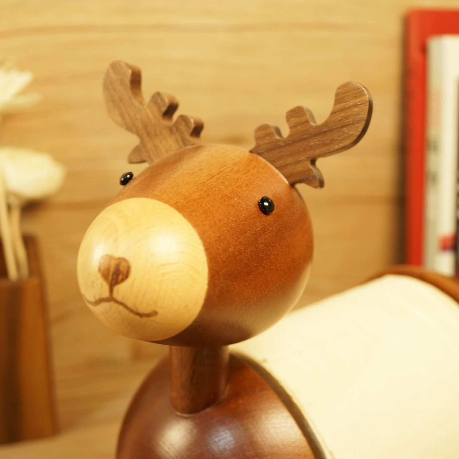 Wooden Bath Tissue Holder with Reindeer Figure Festive Wooden Reindeer Bath Tissue Holder Bathroom Accessory Novelty Whimsical