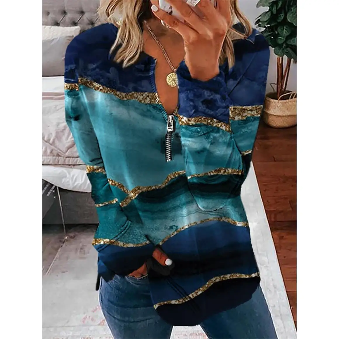 

Женская толстовка с длинным рукавом, на молнии, с воротником-стойкой, пуловер в уличном стиле, из полиэстера, осенняя модная женская толстовка