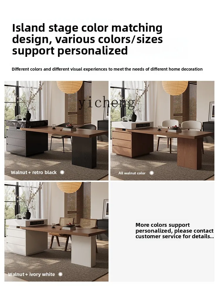 Slate Island Dining Table Integrated Household Extendable French Style Multifunctional Island Dining Table