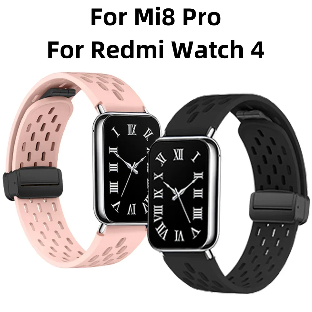 Silicone Strap for Redmi watch 5 4 Magnetic Buckle Sports Band for Mi band 9pro 8pro Correa Breathable Bracelet Accessories image 2