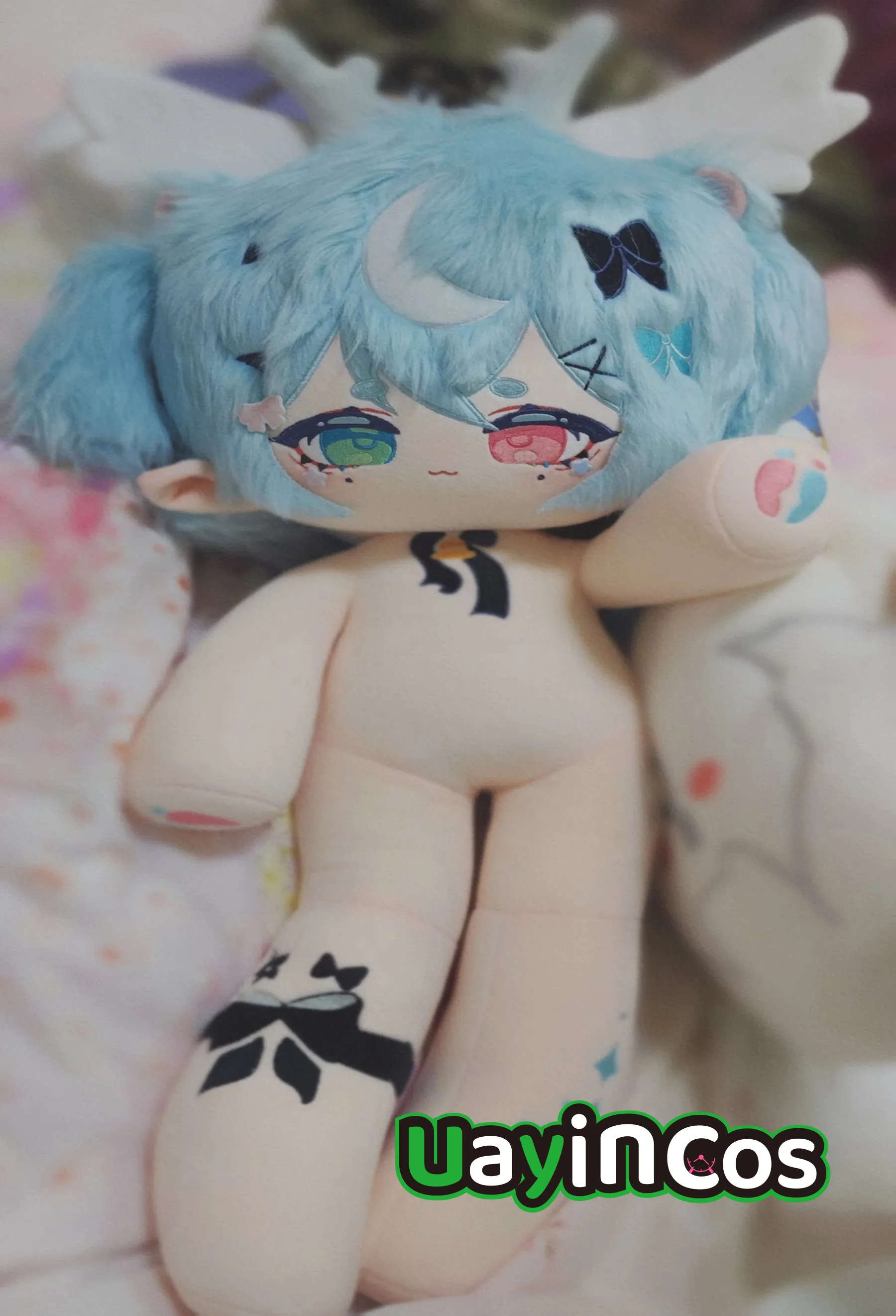 

60cm Anime Blue Hair di an ta Monster Angel Prince Cool Guy Stuffed Long legs Plushies Plush Cotton Doll Body Toy For Kids