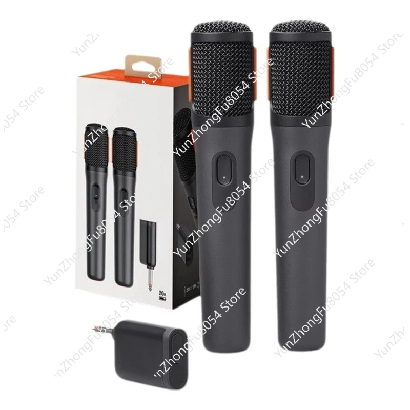 صندوق الحفلات UHF ثنائي القناة لاسلكي قابل لإعادة الشحن نظام ميكروفون محمول واضح صوت C-موصل FM Party #1