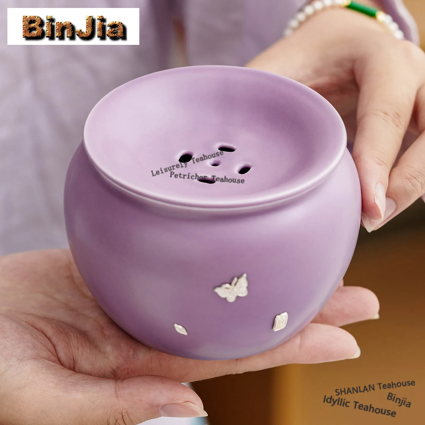 

320 мл бабочка для ногтей сиреневый фиолетовый Цзяншуй ручная работа для мытья чая ведро для остатков чая мусорный бак бытовые украшения Chaxi ремесло