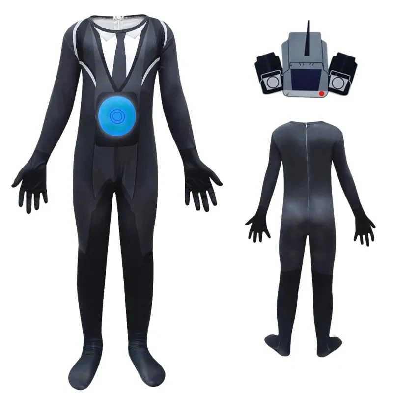 

Halloween Costumes Cosplay ★ Anime Skibidi Toilet Full Set Jumpsuit With Mask Child Party ☆New