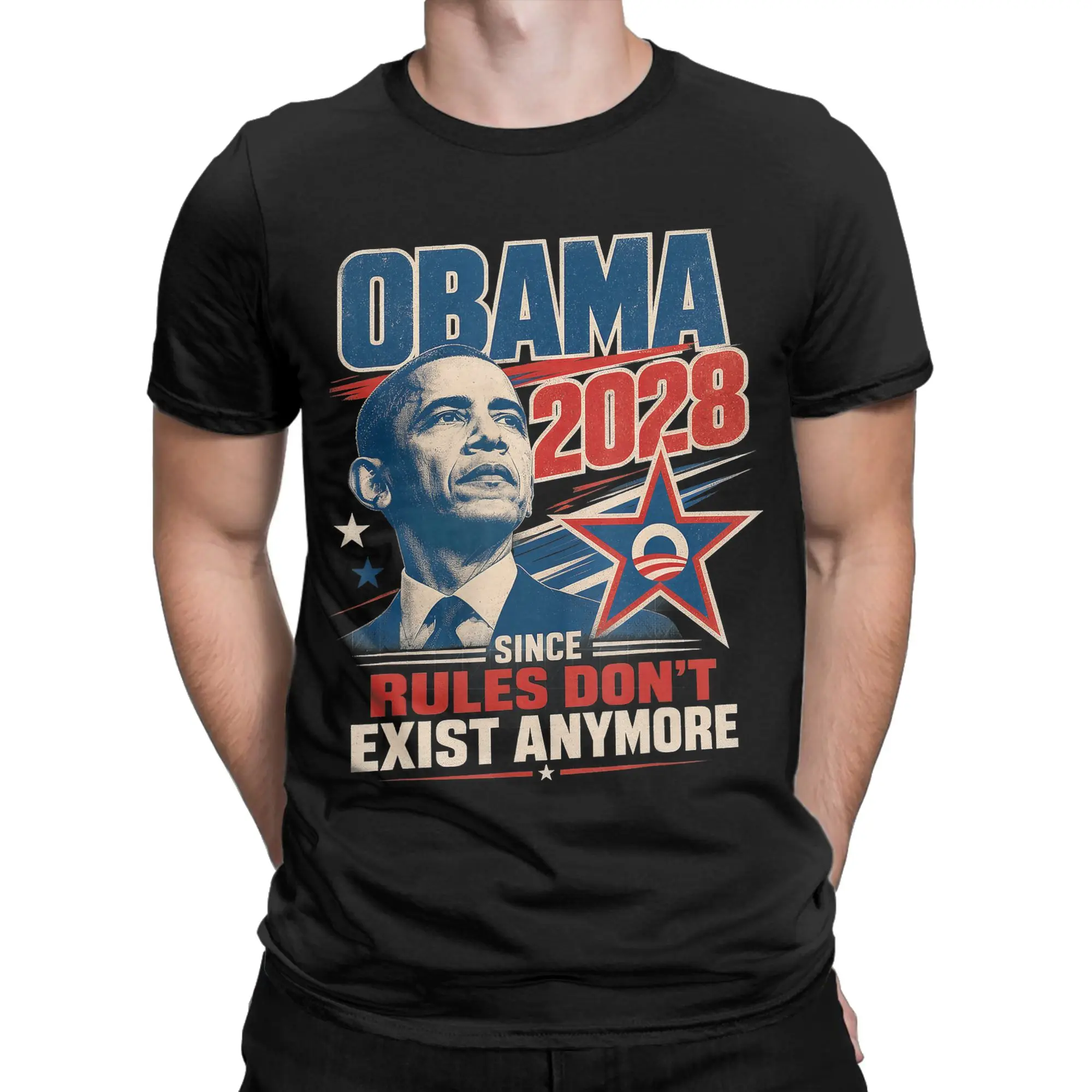 Obama 2028 Since Rules Don't Exist Anymore T Shirts Men's  Pure Cotton Funny T-Shirt Crew Neck  Tees Short Sleeve Tops Classic