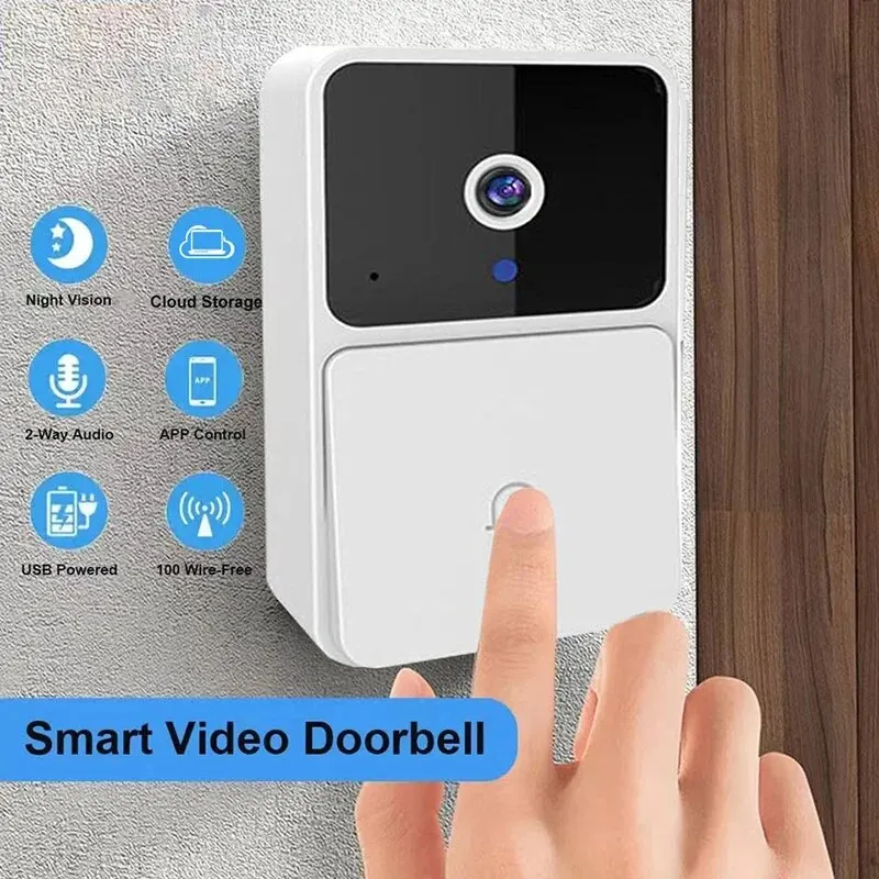 Timbre de puerta inteligente con cámara de visión nocturna, intercomunicador bidireccional, WIFI, HD, seguridad para el hogar, cambio de voz