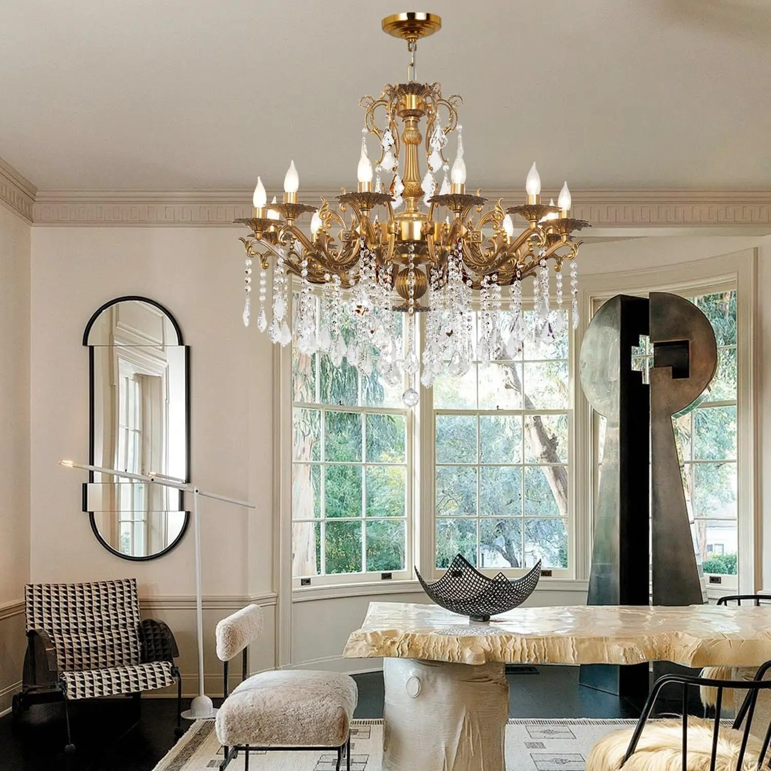 خمر الثريا المعاصرة أنيقة K9 كريستال زجاج الثريا شمعة قلادة تركيبة إضاءة السقف لغرفة المعيشة