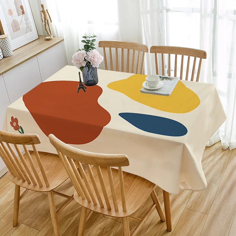 

Skandinavisk ins-stil farveblokdug vandtæt sofabord tv-skab bomuldslinnedstof rektangulær dug husholdning spisebordspuder