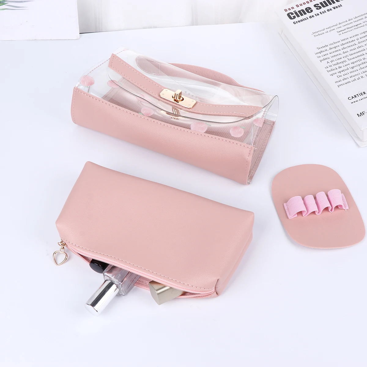 

Toiletry Bag Hand Pen Portable Stationery Pouch Creative Transparent Pencil Case Pink Student