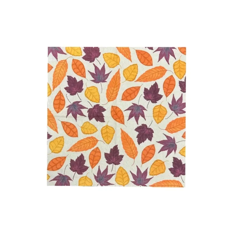 10/20pcs Dining Table Printed Napkins Creative Paper Placemats Square Wood Pulp Paper Autumn Maple Leaves Colorful Paper Napkins