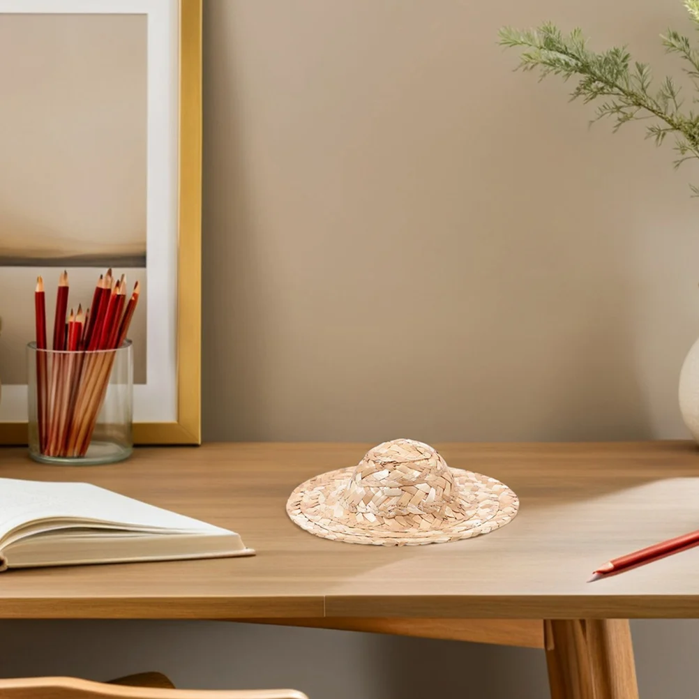 

6Pcs Mini Straw Hats Handwoven Mini Caps for Crafts Small Animal Costume Party Decorations Miniature Straw Hats