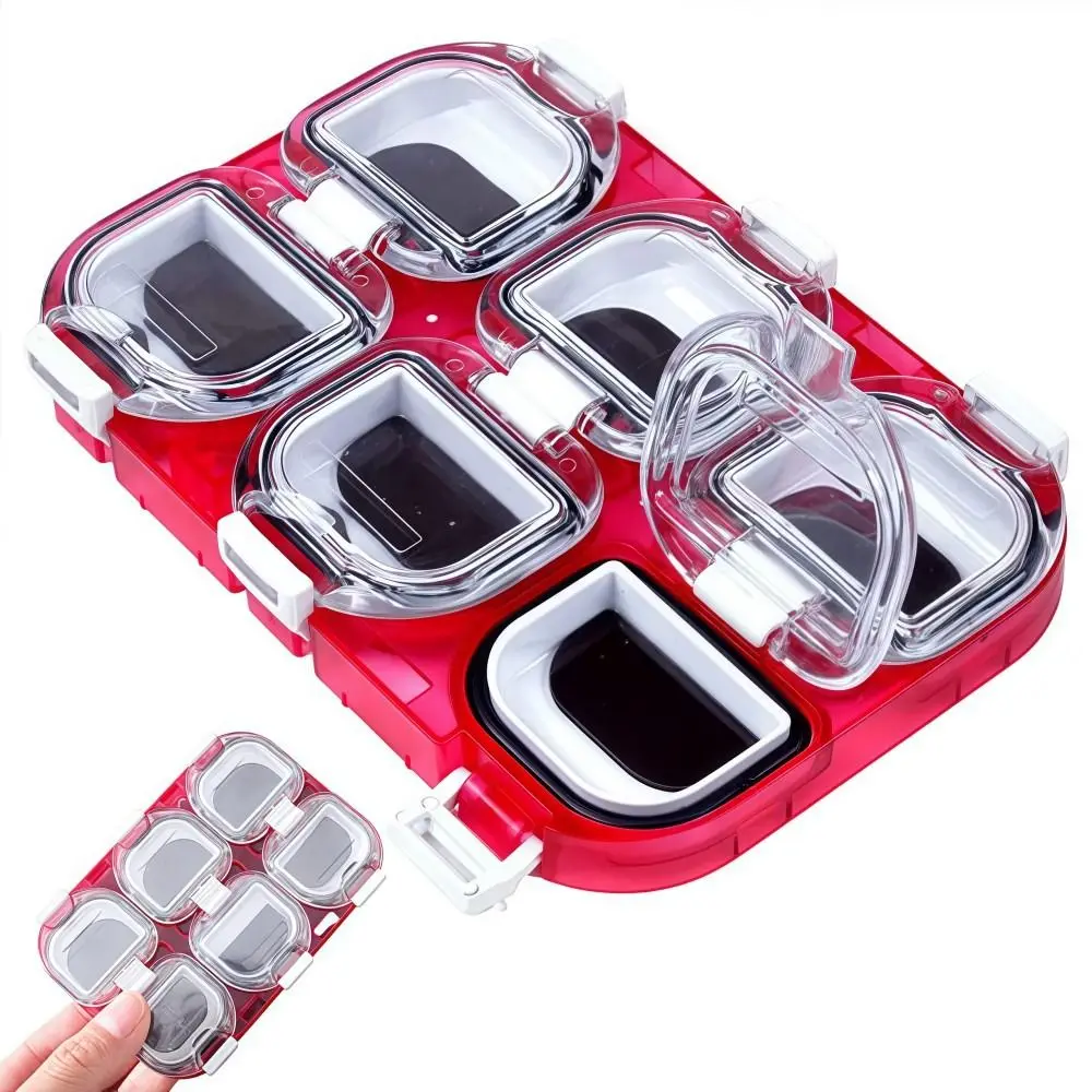 6 Grid Magnetic Fishhook Box Red Drop-proof Fishing Gear Accessory Box Plastic Waterproof Fish Hook Storage Box Outdoor Fishing