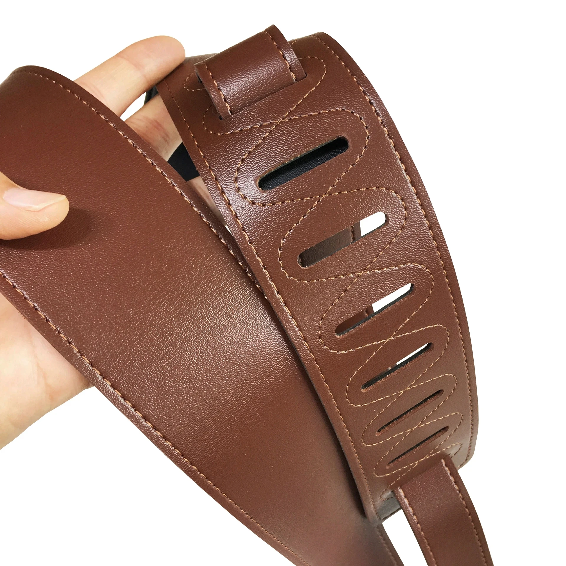 Combined Leather Guitar Strap Wearable Shoulder Belt Soft PU for Acoustic Electric Bass Guitar Replacement Guitar Parts