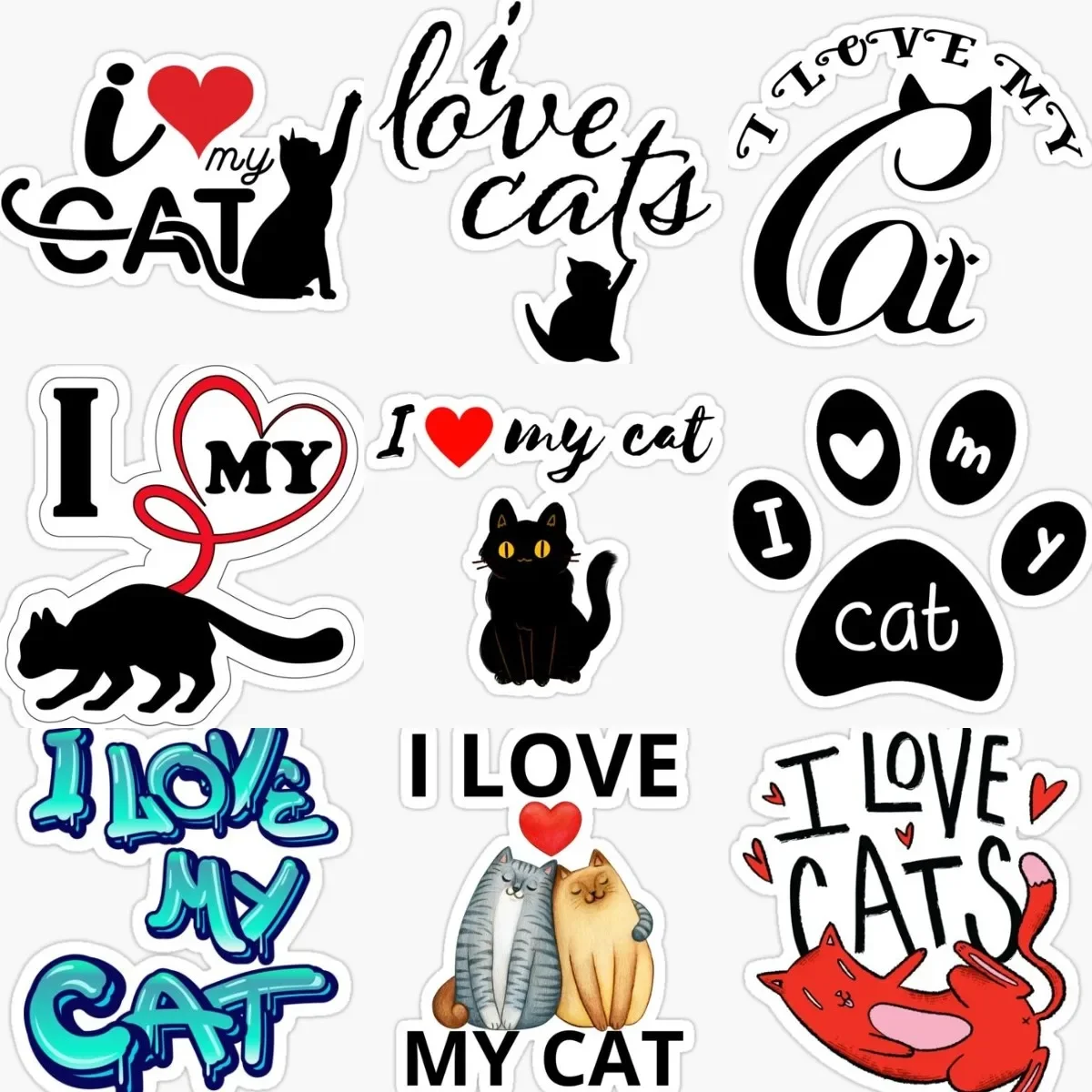 

I Love My Cat Creative Sticker Window Bicycle Vinyl Motorcycle Laptop Accessories Car Truck Glass Helmet Wall Room Door Decal