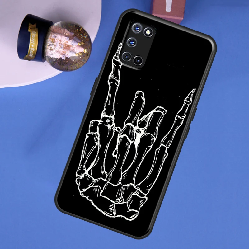 Rock Roll Skull Skeleton hands For OPPO A72 A52 A5 A9 2020 A31 A53 A15 A91 Find X3 Pro Reno 2 Z F5 F7 A3S A5S Phone Case