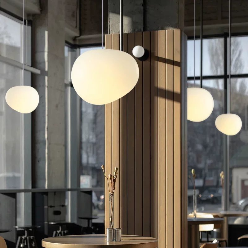 Cream Style Pebble Chandelier Duplex Staircase Hanging Lights Living Dining Room Bedroom Designer Home Decor LED Pendant Lamps