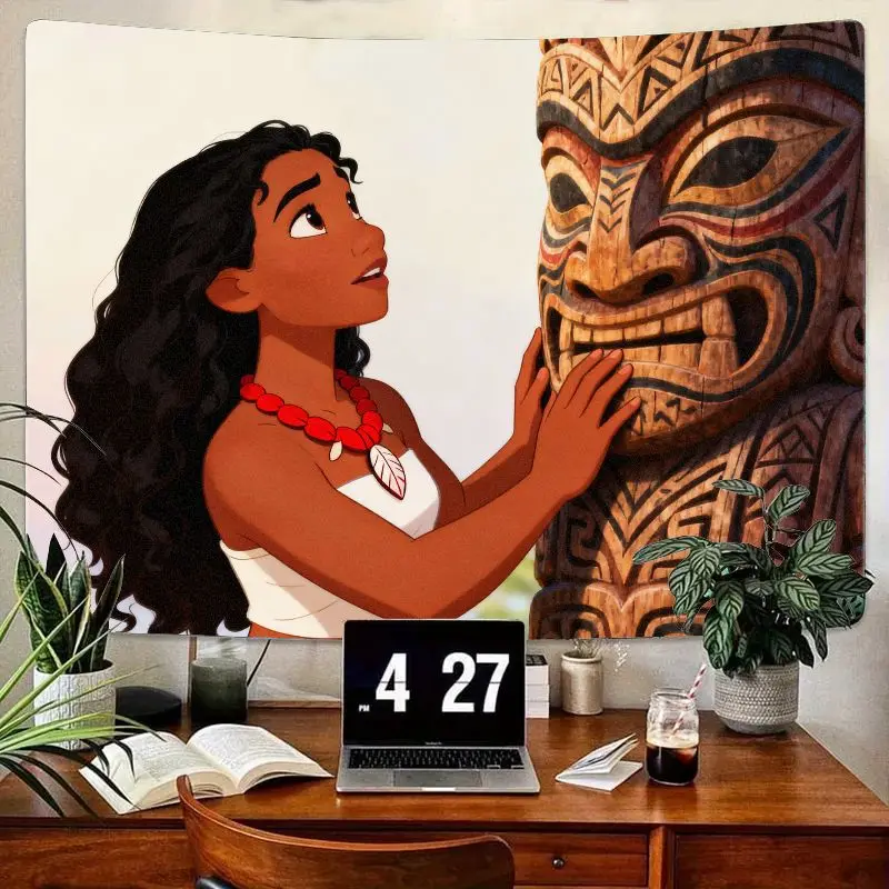 

1PC Disney Moana Tapestry, Polynesian Island Tiki Wall Art, Aesthetic Bedroom Living Room Decor, Adventure Fan Gift.