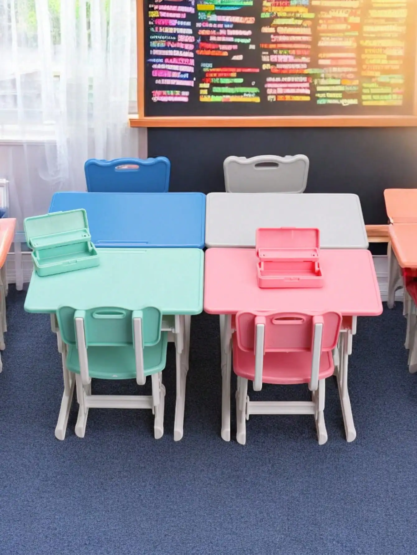 DIY Assembly, mini Desk Micro-Simulation Table for Hands-On Assembly Practice, Miniature School Classroom Scene Decoration Ornam