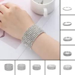 Shiny Woman Bracelet Crystal Rhinestone Stretch Bracelet Bangle Wristband Elastic Wedding Bridal Jewelry Fashion Jewelry